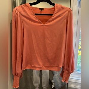 Express Women's Peach V-Neck Blouse